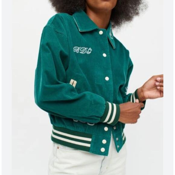 BDG Delia Corduroy Varsity Jacket in Green Size S Urban Outfitters - Picture 1 of 9